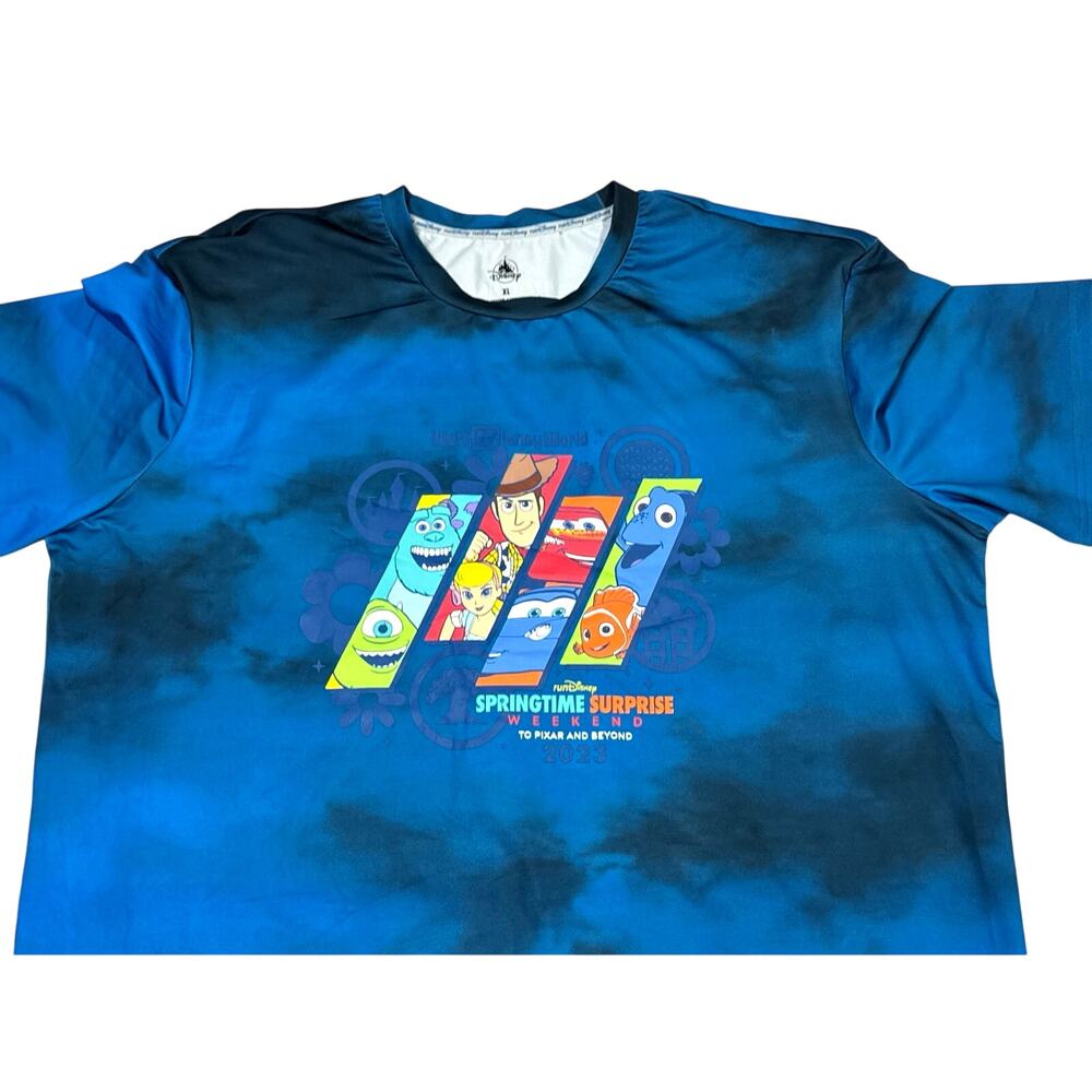 Disney Run Blue Shirt Size XL Tie Dye Marathon Stretch